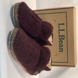 L.L.Bean Cozy Slipper Bootie Pile Fleece Dark Plum 7M